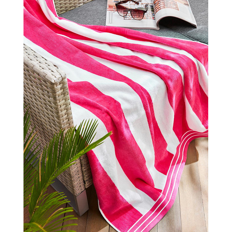 Jorah Large Cabana Stripe Beach Towel, Pink