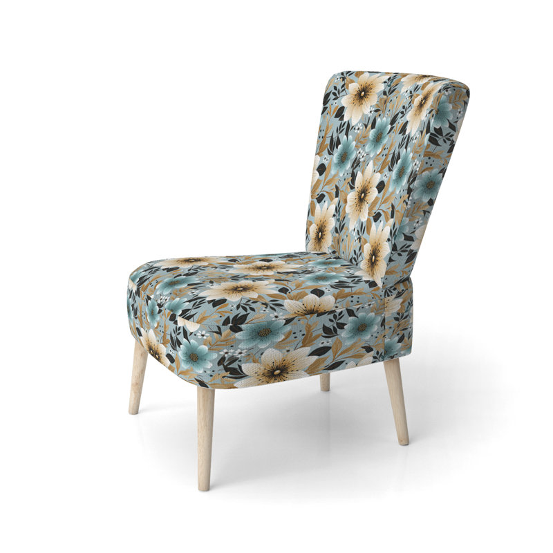 Chaise d'appoint rembourrée ivoire et turquoise