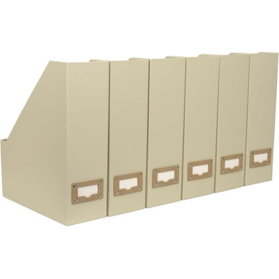 Set Of 6 Foldable Magazine File Holders, Sturdy Cardboard Vertical Organizers With Label Slots For Magazines, Files, Documents And Office Supplies by Latitude Run
