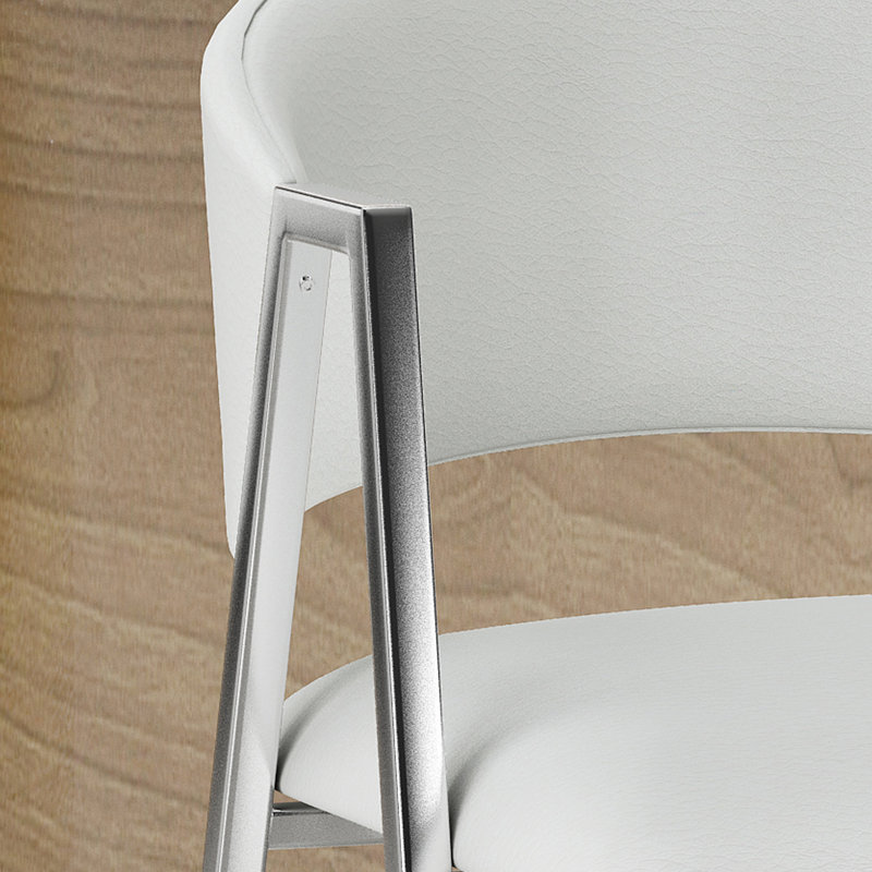 Ansaldi Upholstered Counter Stool with Metal Frame, White