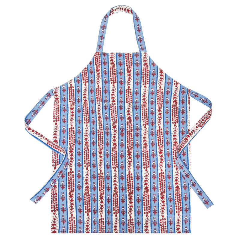 Charlemont Floral Cotton Bib Apron, Red/Blue