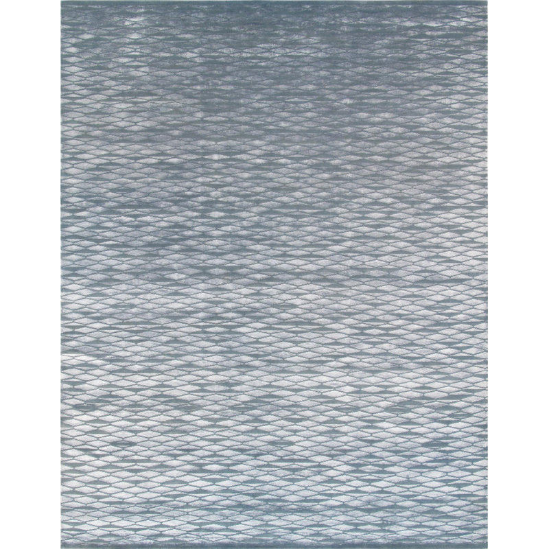 Hand Knotted Silk Geometric Indoor Rug, Rectangle 8'2" x 10'