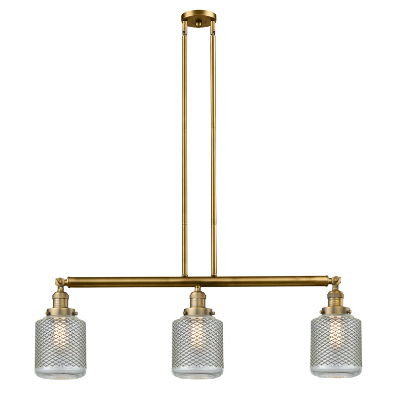 Luminaire suspendu pour îlot de cuisine 3 lumières Leis, DEL, Laiton brossé