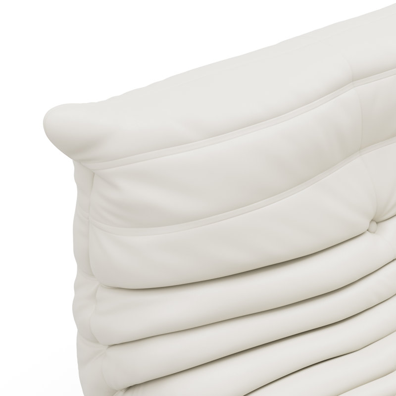 Fauteuil à billes et méridienne standard en microfibre de cuir, Simili cuir blanc, 36,12 po x 28,33 po x 40,15 po