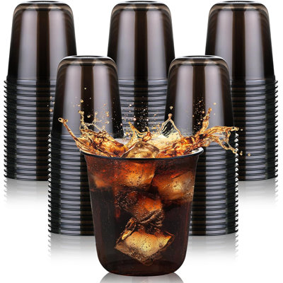 100 Pcs 12 oz Black Plastic Cups