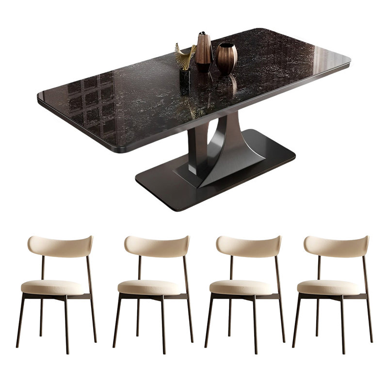 Ensemble de table de salle à manger rectangulaire et chaises, H 29,52 po x L 55,11 po x l 31,49 po