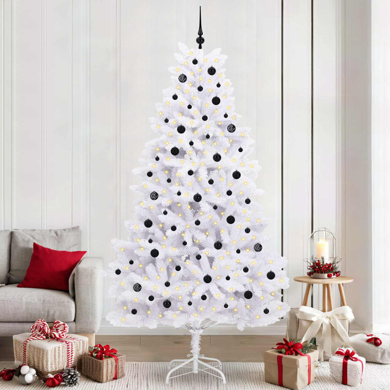 Lighted Artificial Christmas Tree, 7.87' H, Black