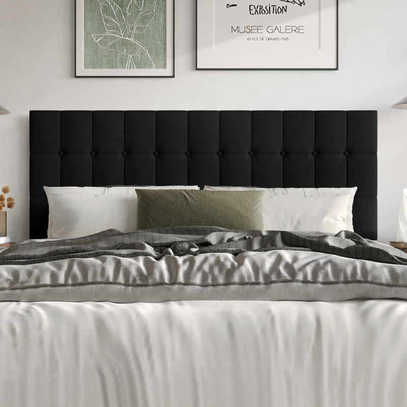 Jadeen Upholstered Panel Headboard, King, Black