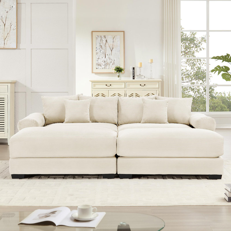 Canapé modulaire surdimensionné 82,6 po Cloud, Crème, crème