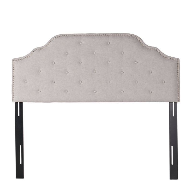 Grey Fabric Headboard For Bedroom - Queen & Full Sized With Contemporary Grace Button Diamond Stitch And Appealing Nailhead Accents Assembly Required Dazzling