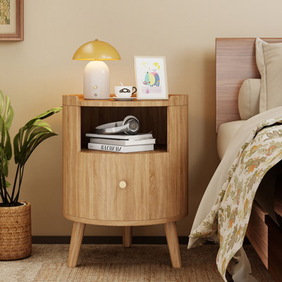 Modern 23.62" Tall Round End Table With Storage
