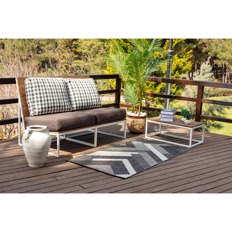 Aleeana Indoor & Outdoor Boho Rug Grey/Ivory, Rectangle 80 x 150cm