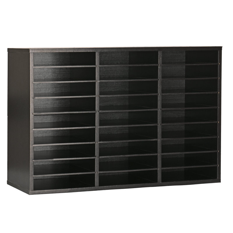 Black MDF 27-Compartment Adjustable Literature Organizer