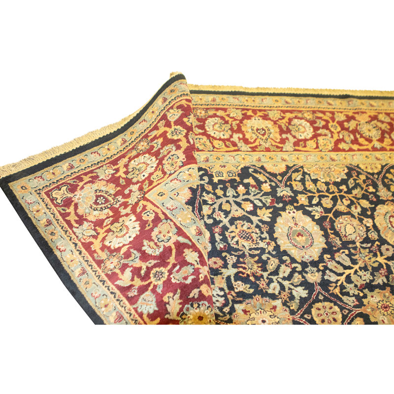 Hand Knotted Wool Area Rug in Black And Red