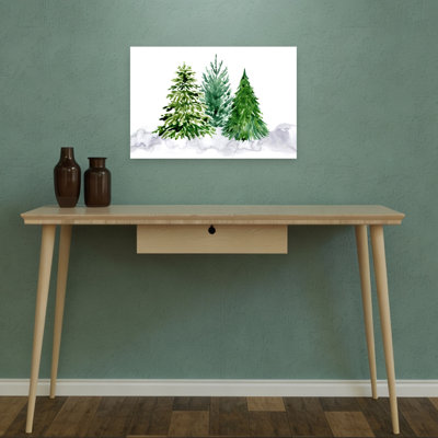Watercolor Winter Pine Trees Abstract Contemporary Christmas Tree Pine Tree Fir Winter Landscape Wall Art Print