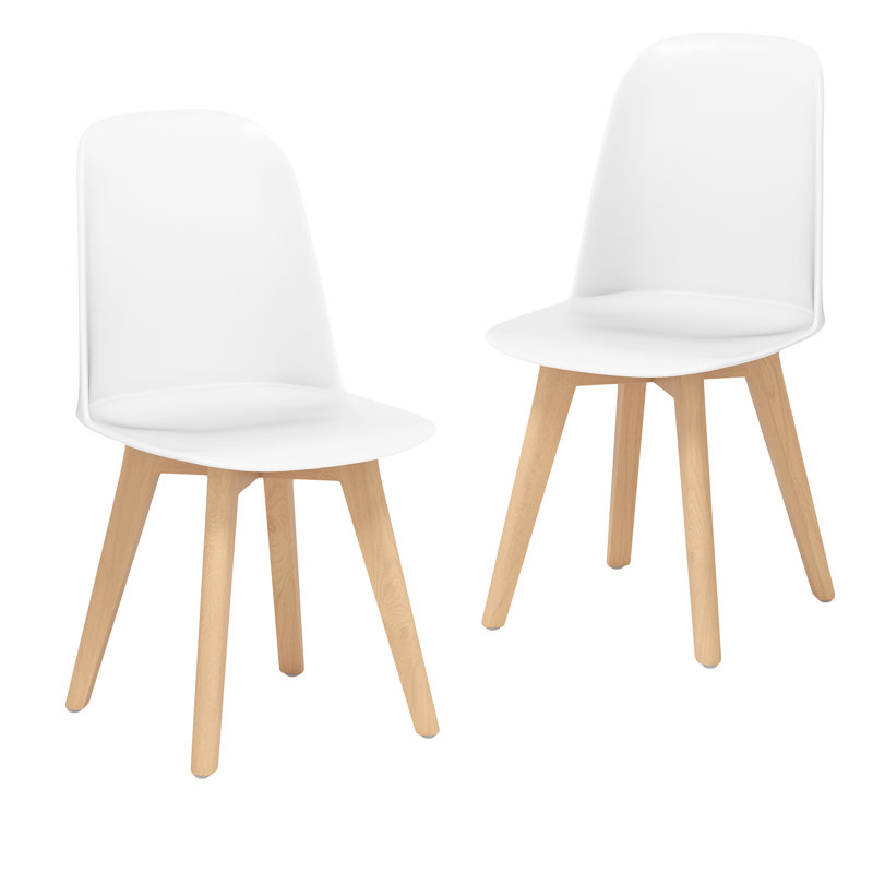  Ensemble de 2 chaises de cuisine modernes sans accoudoirs, capacité de charge de 330 lb, blanc, 2, Blanc