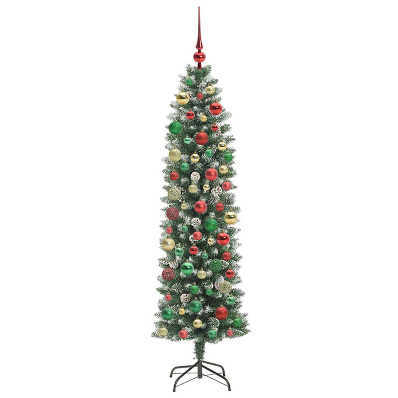 Artificial Slim Christmas Tree, Red/Green/Gold, 5.91' H