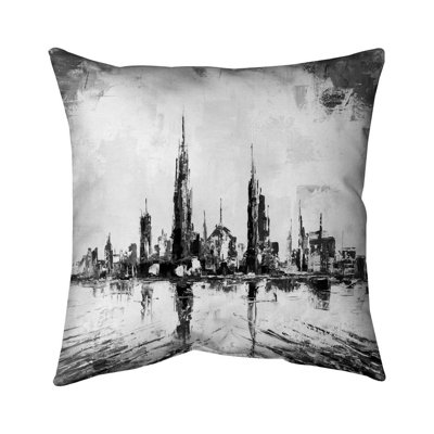 Abstract and texturized mono city - 26"x26" Throw pillow cover - Poly twill - Print on demand