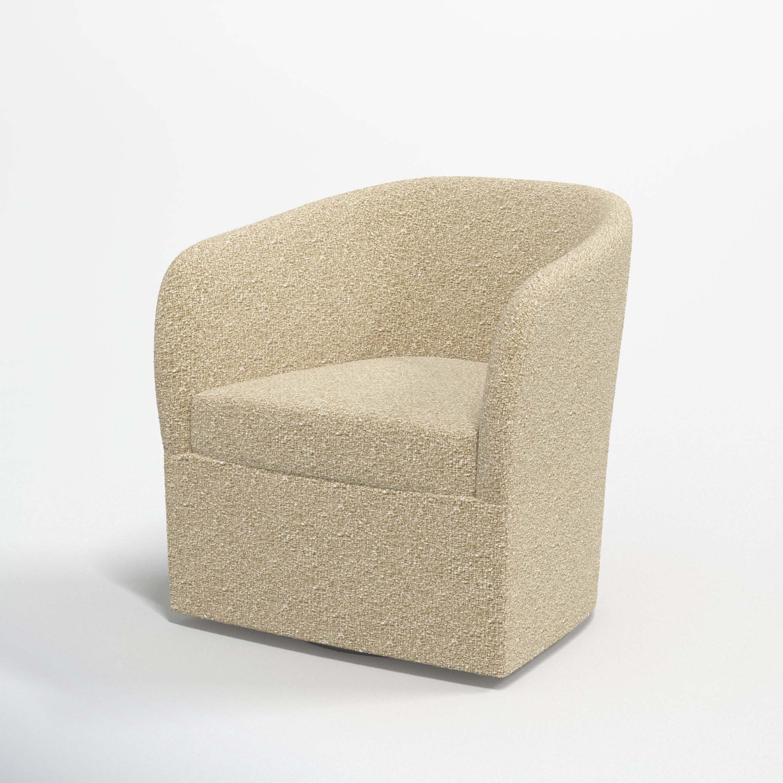 Lesia Upholstered Swivel Barrel Chair, Classic Buff Boucle