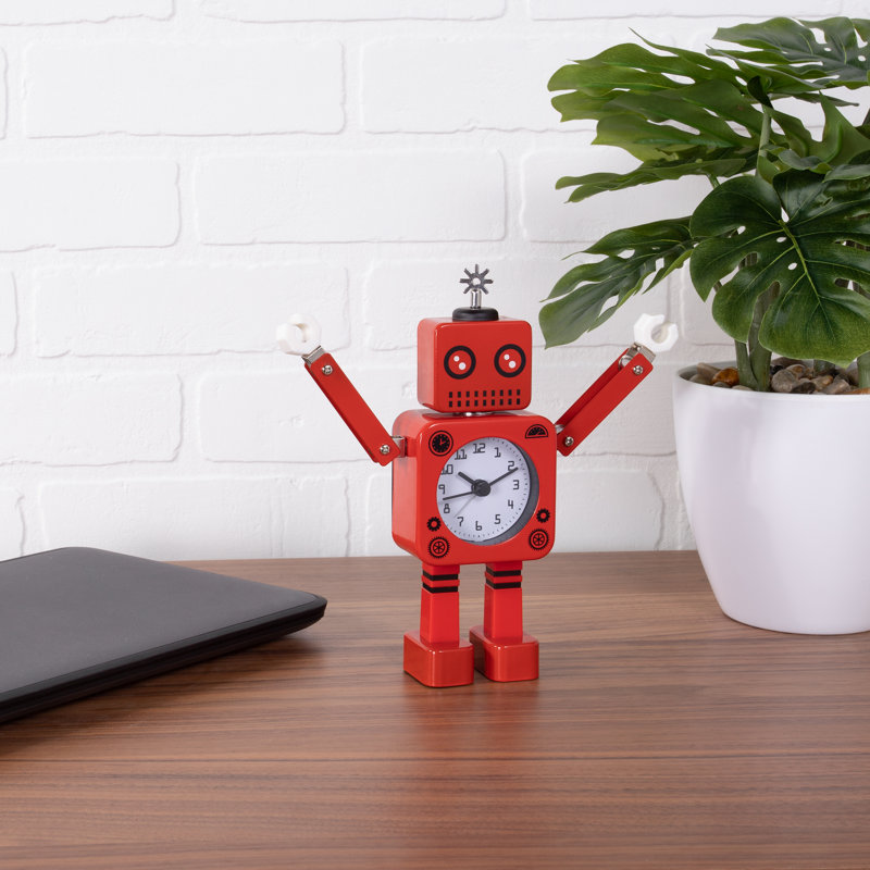 Réveil robot en métal, Rouge