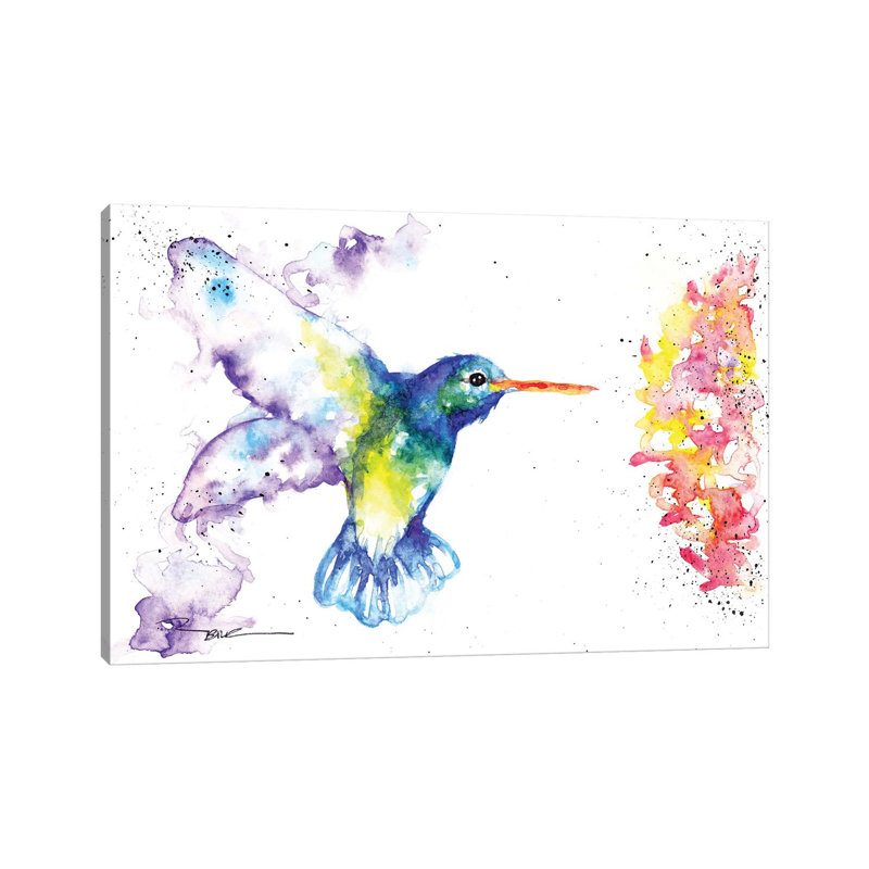 Hummingbird and Blossom II 1 Piece Wrapped Canvas Wall Art, 20.32 cm H x 30.48 cm W