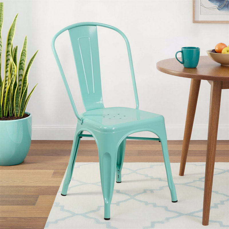Chaise d'appoint empilable en métal Lily, Menthe