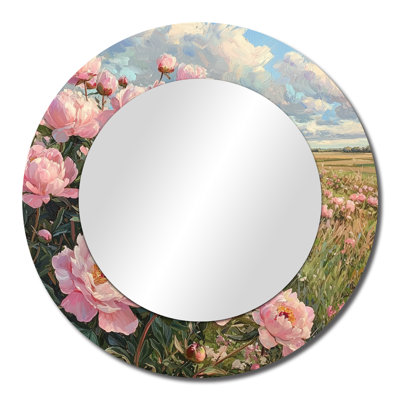 Peonies At The Farms Edge I - Traditional Wall Mirror Art - Printed On Metal