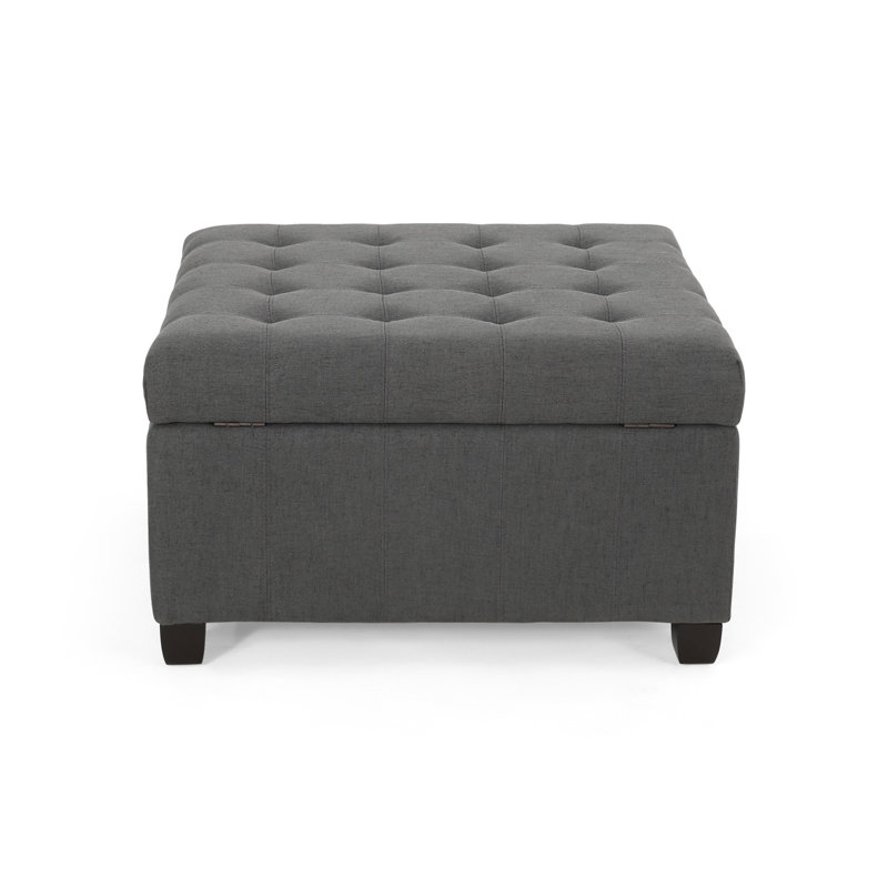 Upholstered Ottoman, Dark Gray, Fabric