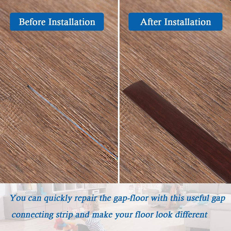 Floor Transition Strip Self Adhesive Floor Cover Strips Laminate 2" Wide Vinyl Flat Divider Transitions Elegant Wood Grain Design (5cm, 20Ft,  Coffee)