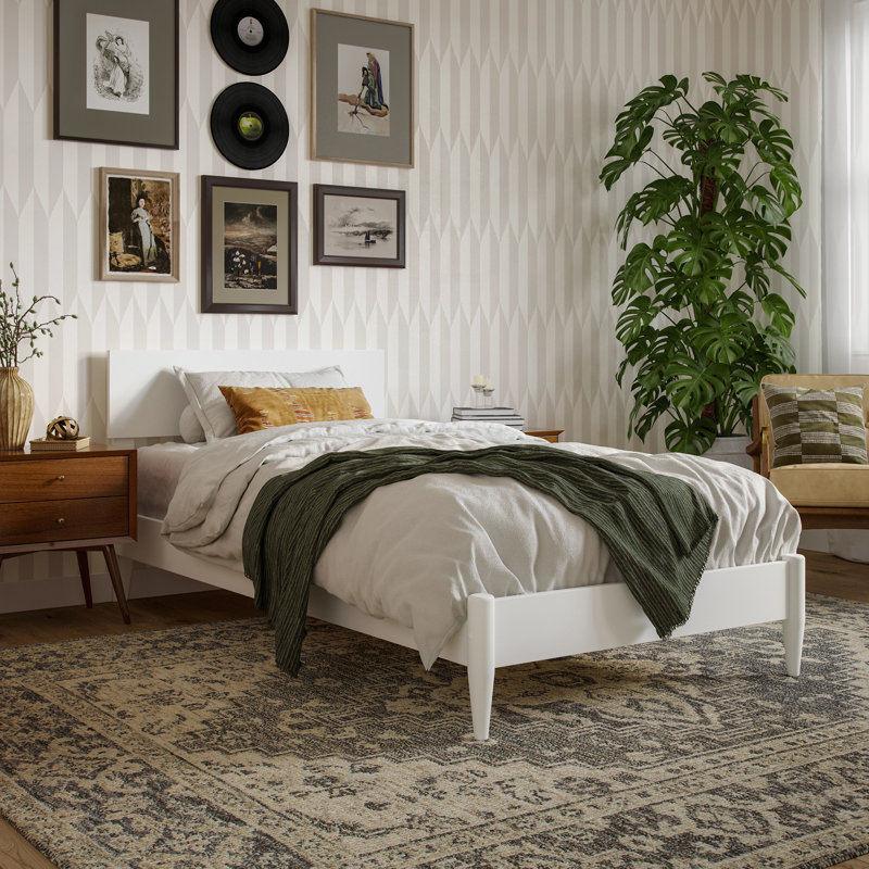Amandaleigh Solid Wood Panel Bed, White, Twin XL