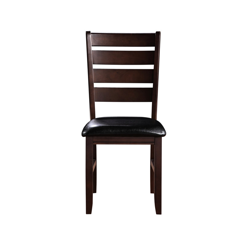 2 chaises de salle à manger contemporaines - similicuir noir et dossier de 2 chaises modernes revêtues de tissu synthétique pour