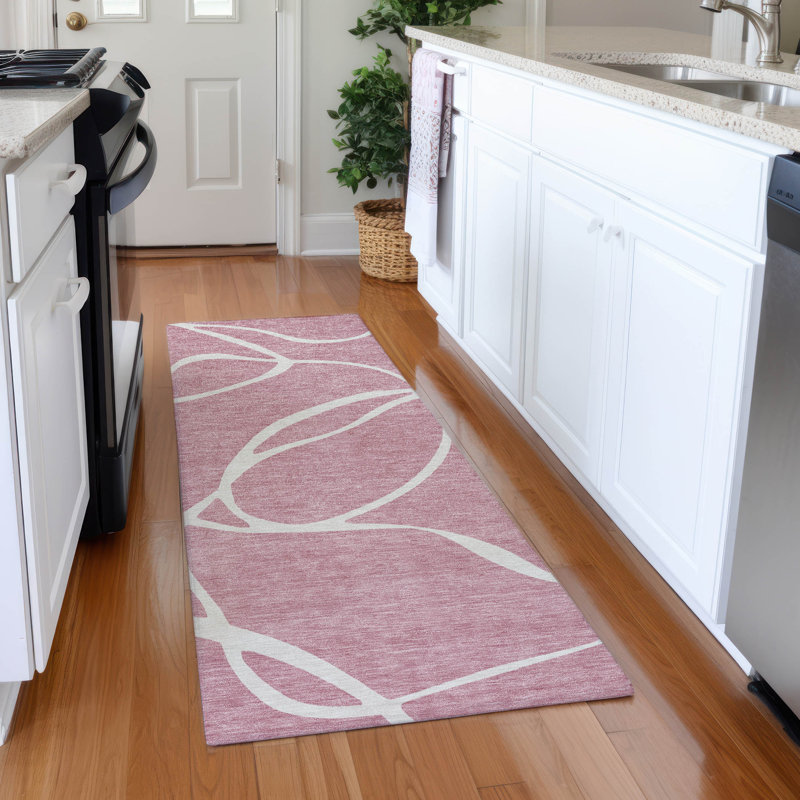Premium Machine Washable Corum AMF999 Swirls Rug, Runner 2'3" x 7'6"