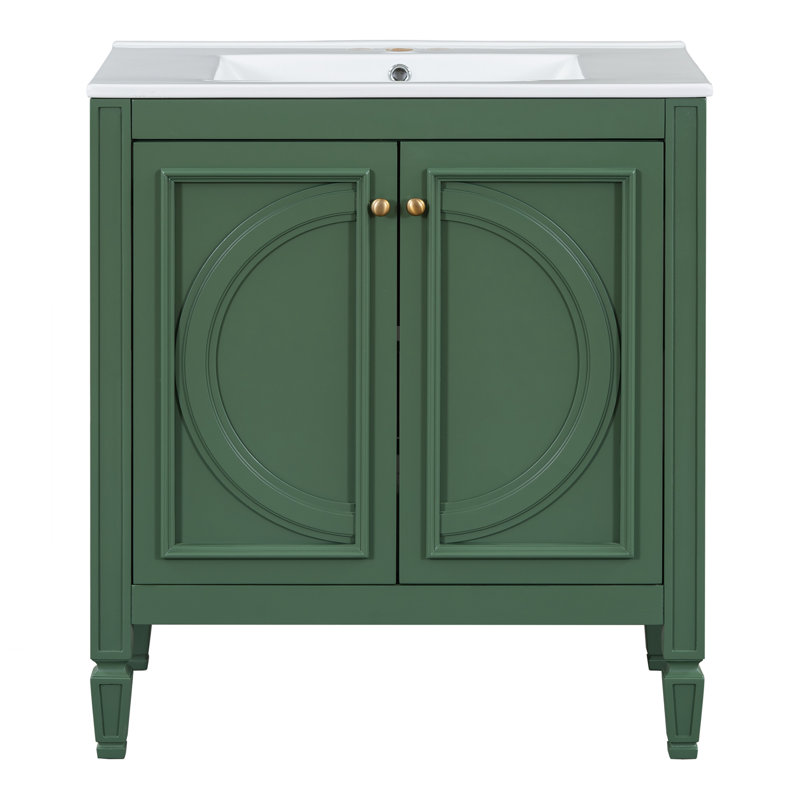 Meuble-lavabo 30 po avec lavabo, Vert, Doré