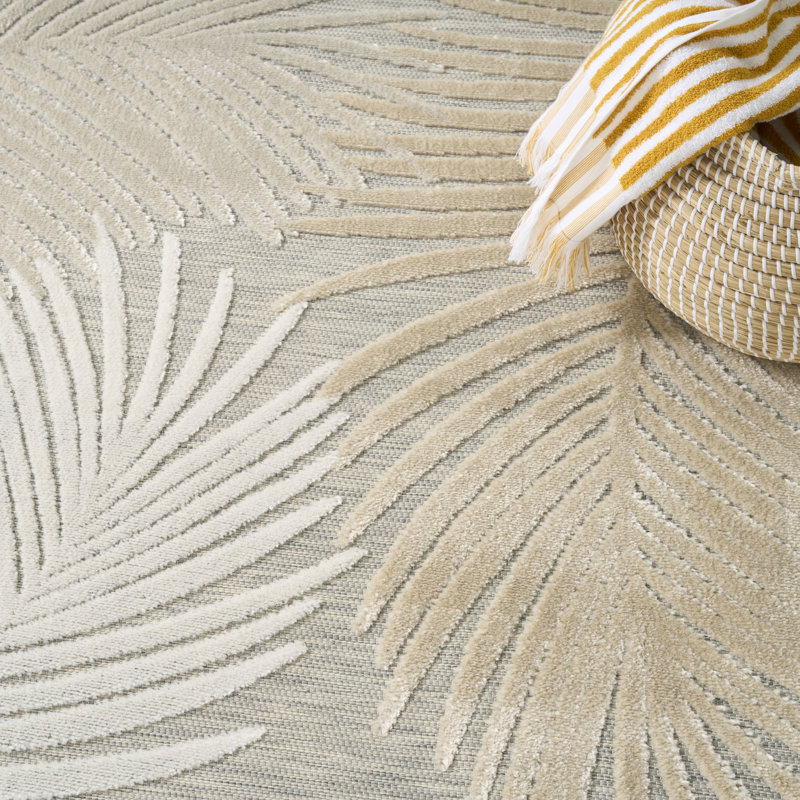 Tapis tropical gris 4 pi x 6 pi Nourison Suncoast, Gris, Rectangle 4pi x 6 pi