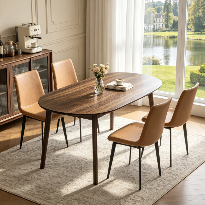 Ensemble de table de salle à manger 63 po, table de cuisine moderne avec 4 chaises rembourrées, ensemble de table 5 pièces pour la salle à manger, appartement