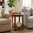 Revive Round Wood End Table with Shelf & Starburst Top