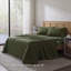 Ensemble de draps 4 pièces en polyester vert olive, format Queen, comprenant un drap-housse à poches profondes, un drap plat et 2 taies d'oreiller. Literie confortable et infroissable pour la chambre à coucher.-134436042