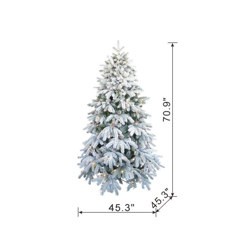 6' Snow Flocked Pine Christmas Tree with Warm White LED Lights