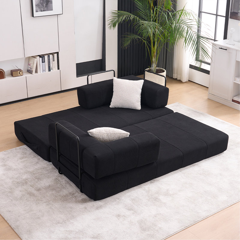 Canapé-lit pliant, canapé-lit convertible de 78,5 po avec 2 coussins, canapé-lit pliant, matelas à ressorts en mousse, canapé-futon pour salon, bureau, appartement
