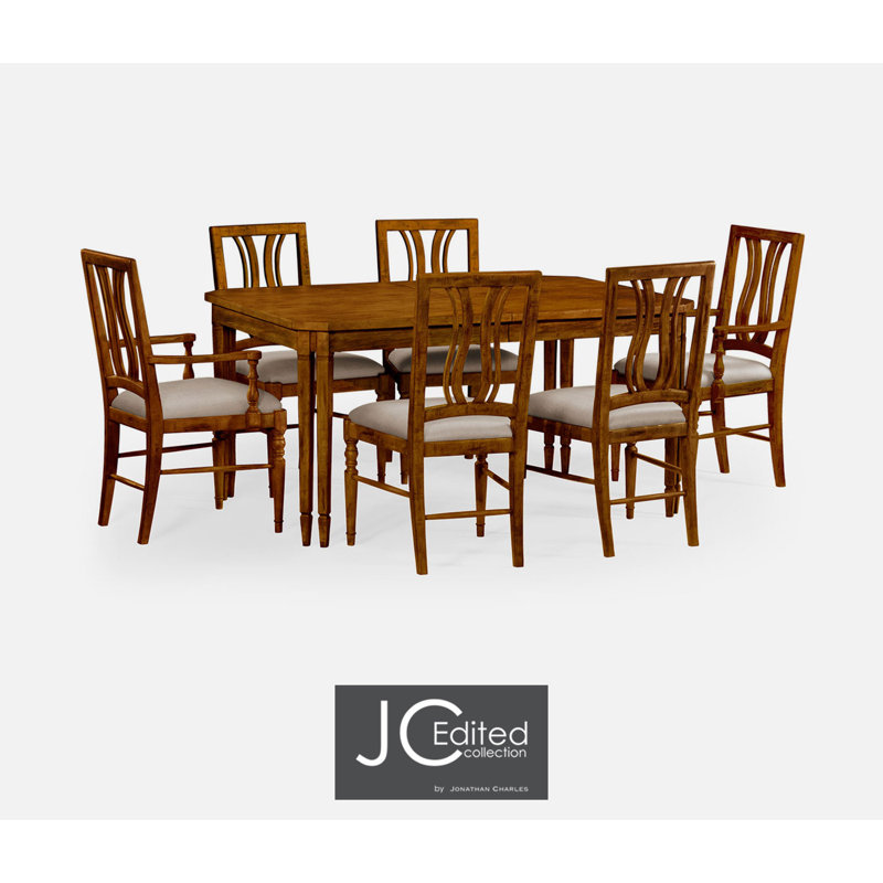 Casually Country Solid Wood Dining Table, Country Farmhouse Walnut