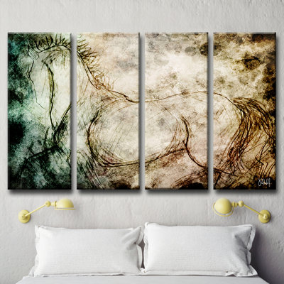 « équestres »-ensemble d’impression sur toile tendue 4 pièces