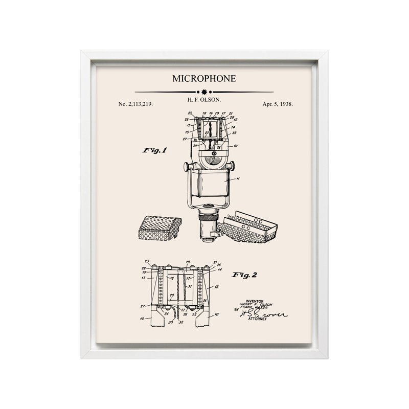 Microphone Blueprint No1, Unframed, Canvas, 16"H x 20"W