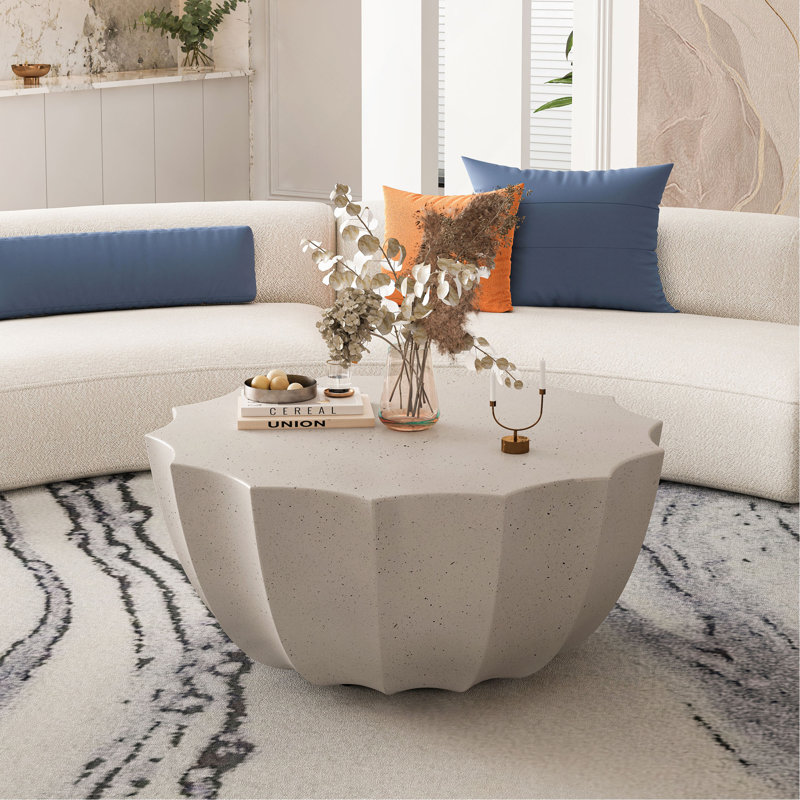 Table basse imperméable 35,43 po pour l'extérieur et l'intérieur, conception en ciment Mgo durable, convient aux terrasses, jardins, arrière-cours et salons