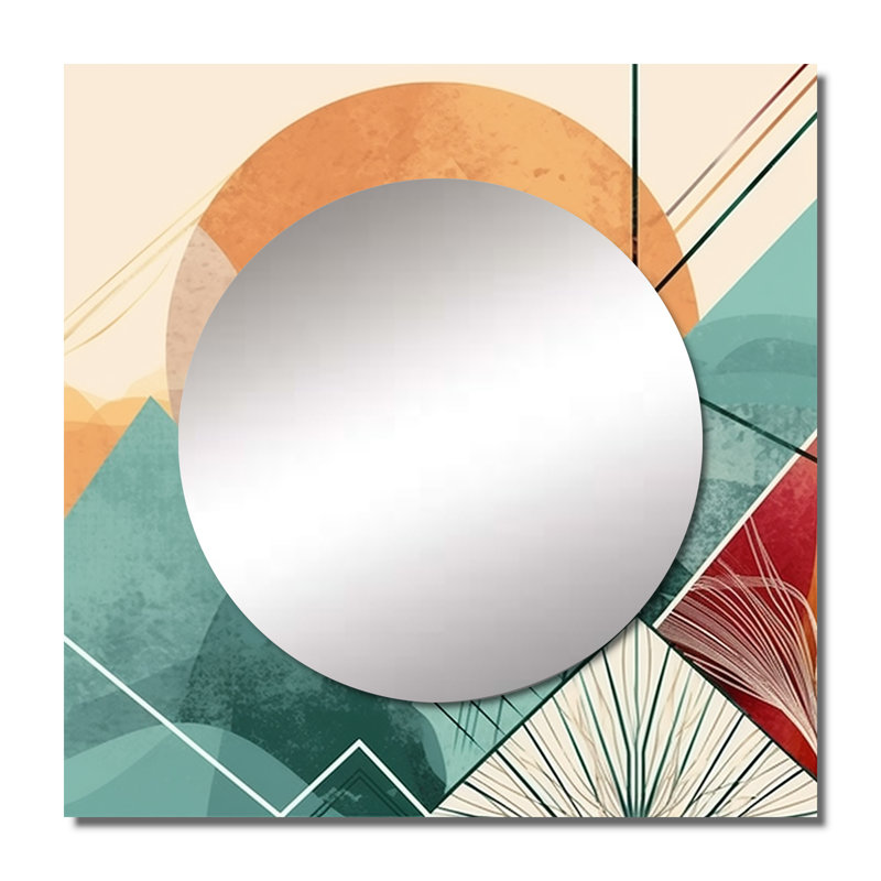 Quantel - Miroir géométrique carré, art mural pour salle de bain, 23 po x 23 po