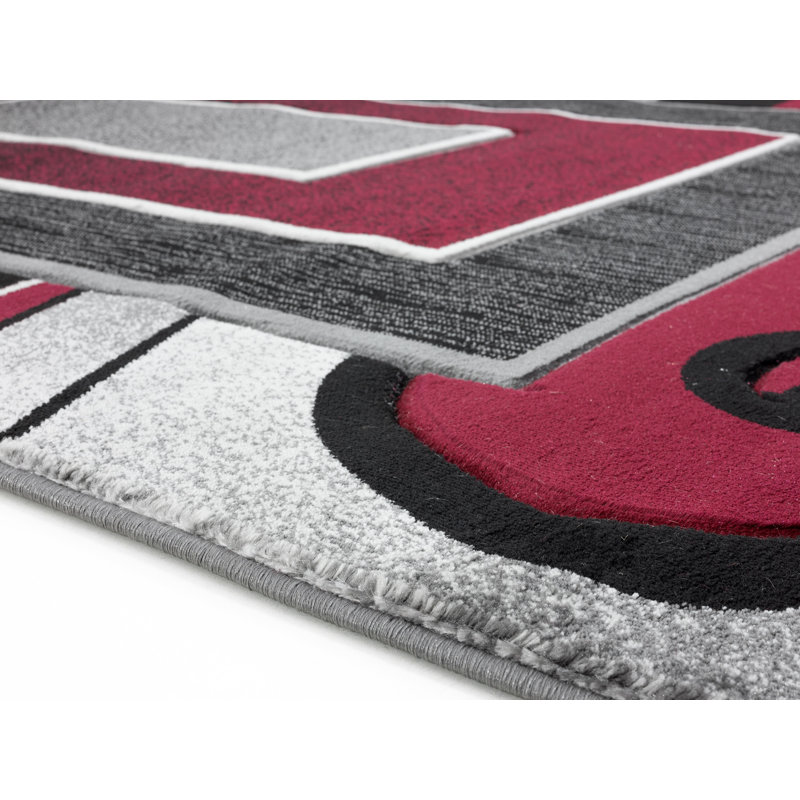 Tapis rouge / noir Anjolie, Rectangle 9 pi 6 po x 13 pi 10 po
