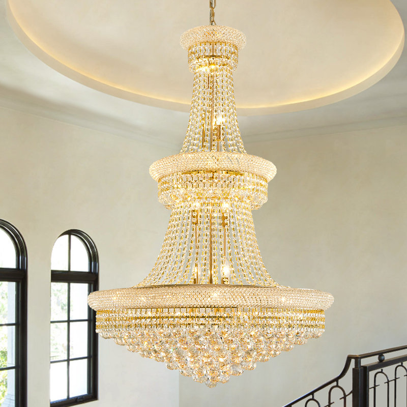 Kriner Dimmable Empire Chandelier, Gold, 19, 47.2" H  x 31.5" W x 31.5" 