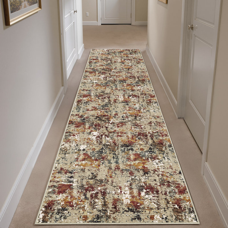 Tapis abstrait lavable à la machine Harper avec envers antidérapant, Tapis de couloir 2 pi x 8 pi
