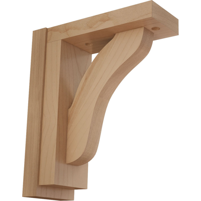 2 1/2"W x 6 1/4"D x 7 1/2"H Reece Shelf Bracket, Alder, Alder, 7.50" H x 2.50" W x 6.25" D