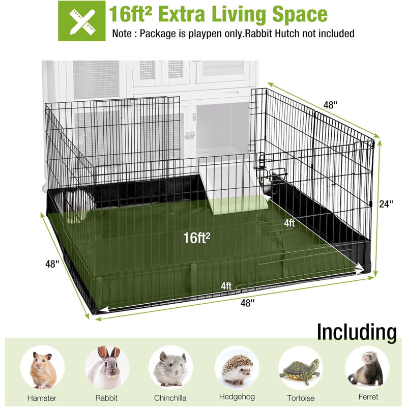 Rabbit Pet Playpen Bunny Run Extension Indoor Small Animal Pen (Playpen Only), Playpen only