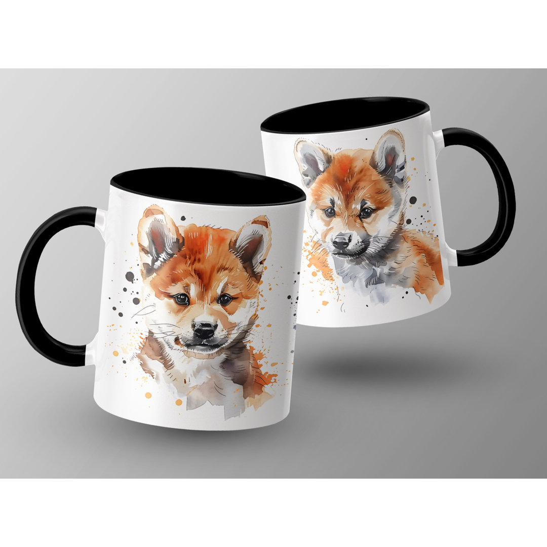 Adorable Watercolor Shiba Inu Puppy 11oz Coffee Mug